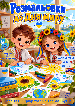 Безкоштовний демо-набір: Розмальовки «До Дня миру» (5 сторінок PDF)